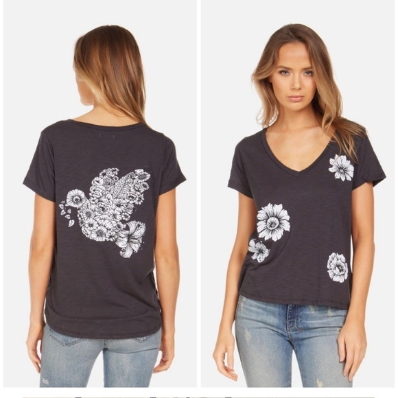 New Lauren Moshi Becca Floral Dove Tee - Picture 9 of 10